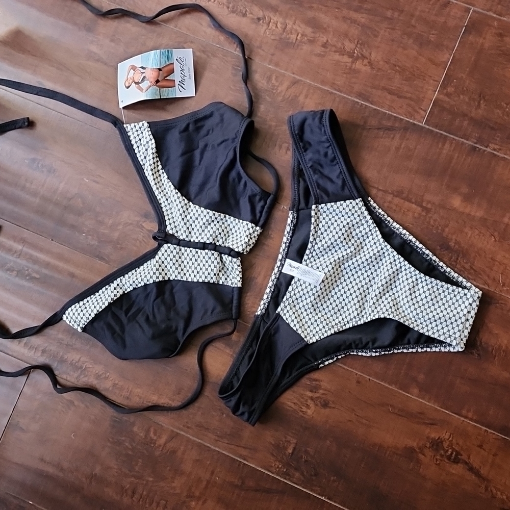 Black and white swimsuit